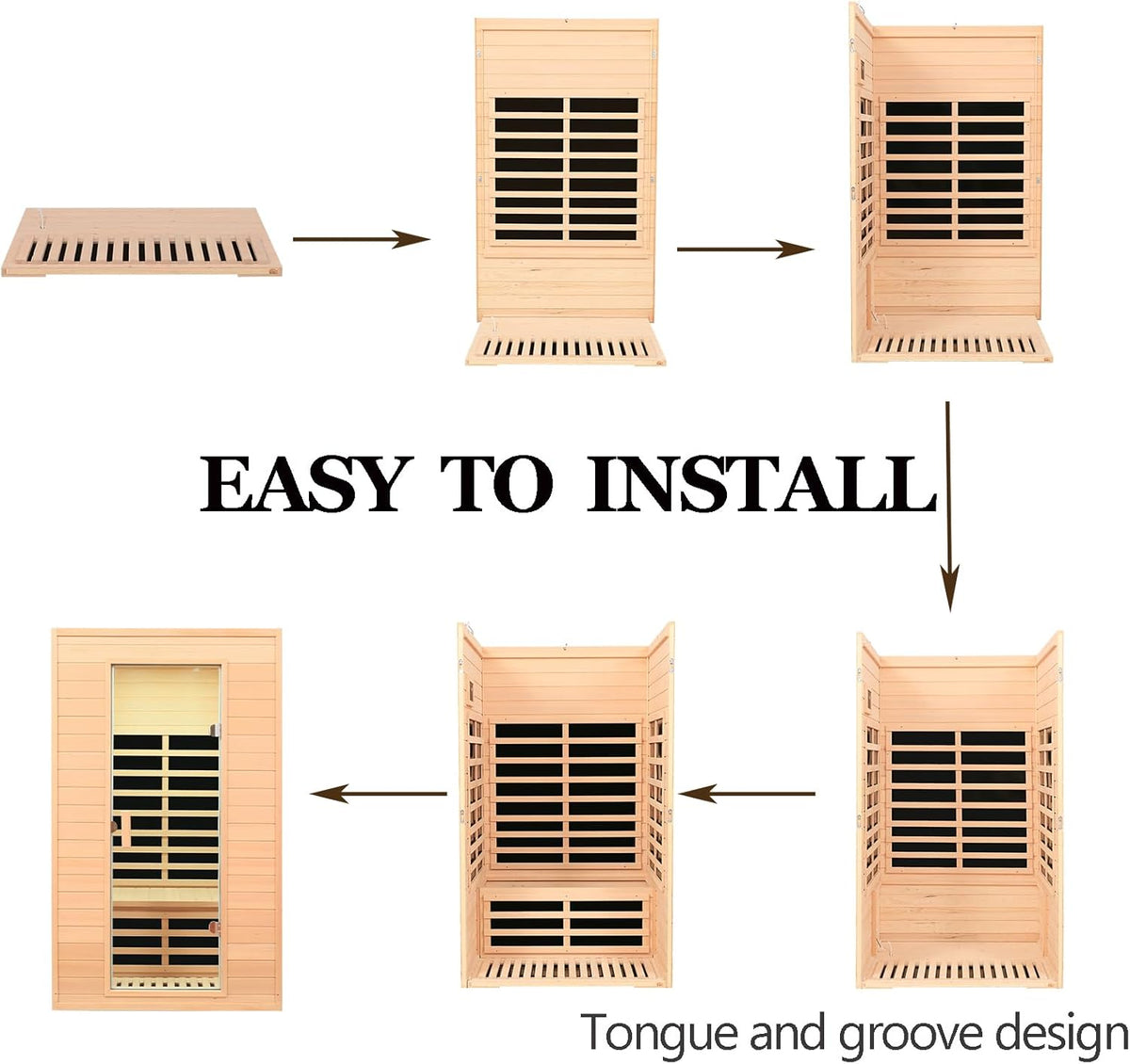 2 Person Low EMF Far Infrared Sauna, 5 Heating Panels, 1500W/120V, Canadian Hemlock Indoor Sauna with Bluetooth Speakers, Reading Lights, Roof Vent, Tempered Glass