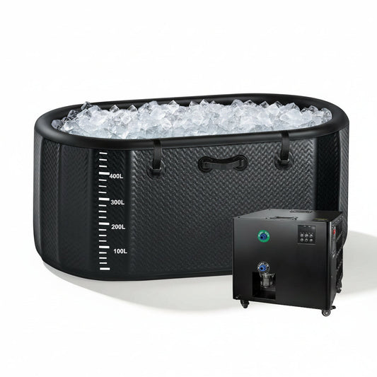 Cold Plunge Tub, 248 Gallon, 1 Horsepower, Heavy-Duty Ice Bath Tub for Athletes with Hot & Cold, Portable Inflatable Plunge Chiller with Water Treatment Kit, Immersion Therapy, Wifi (Black, 1 Set)