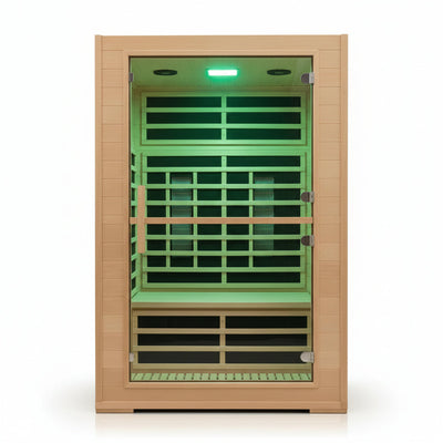 2 Person Far Infrared Sauna with Smart APP Control, 2000W Low EMF Wooden Infrared Sauna Room for Home, 8 Carbon Mica Heating Panels Wellness Sauna, Canadian Hemlock Indoor Spa for Home Relaxation