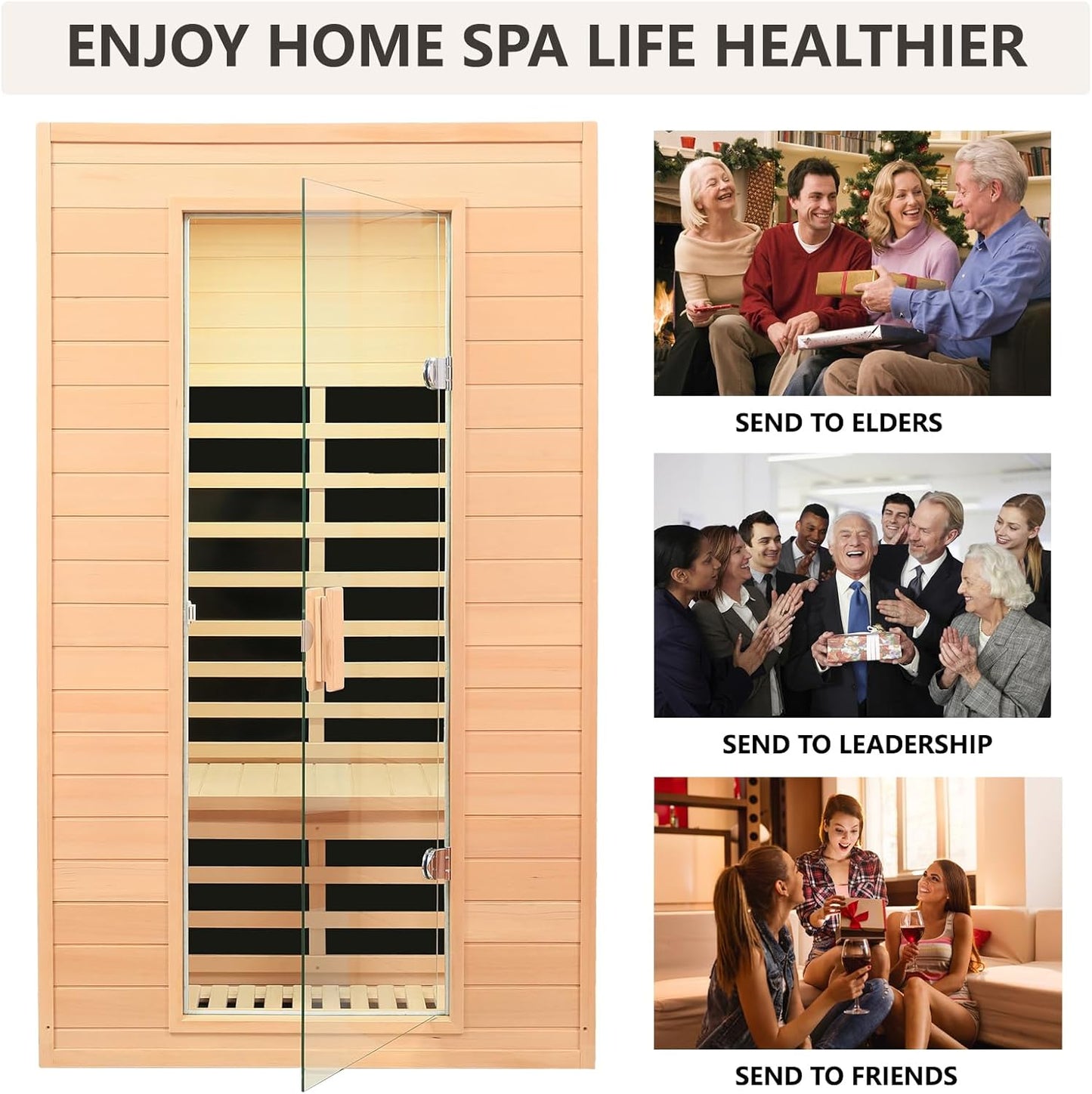 2 Person Low EMF Far Infrared Sauna, 5 Heating Panels, 1500W/120V, Canadian Hemlock Indoor Sauna with Bluetooth Speakers, Reading Lights, Roof Vent, Tempered Glass