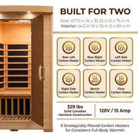 Coronado 2-Person Hemlock Deluxe Infrared Sauna with 6 Carbon Heaters — Results & Stats