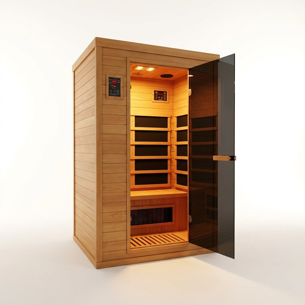 Coronado 2-Person Hemlock Deluxe Infrared Sauna with 6 Carbon Heaters — Studio Shot