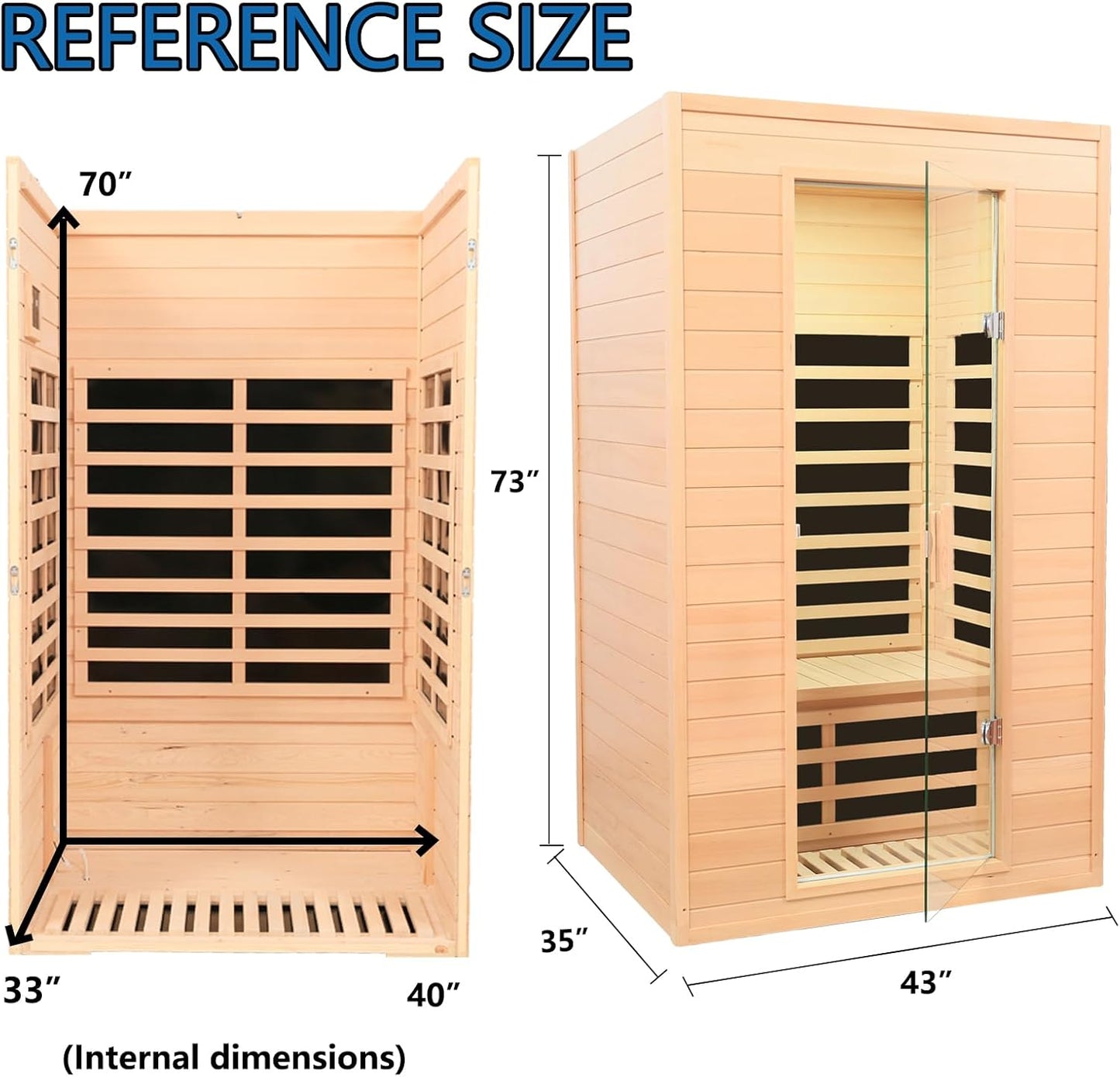 2 Person Low EMF Far Infrared Sauna, 5 Heating Panels, 1500W/120V, Canadian Hemlock Indoor Sauna with Bluetooth Speakers, Reading Lights, Roof Vent, Tempered Glass