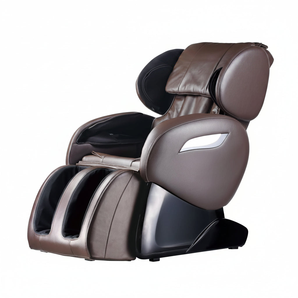 Massage Chair,Zero Gravity Full Body Electric Shiatsu Massage Chair Recliner with Built-In Heat Therapy Foot Roller Air Massage System Stretch Vibrating Wireless Bluetooth Speaker (Brown)