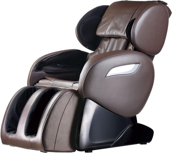Massage Chair,Zero Gravity Full Body Electric Shiatsu Massage Chair Recliner with Built-In Heat Therapy Foot Roller Air Massage System Stretch Vibrating Wireless Bluetooth Speaker (Brown)